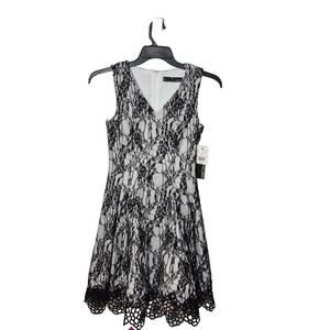 Chetta B Dress Womens 2‎ Black/Ivory Lace Lined Flare Cocktail Party NEW